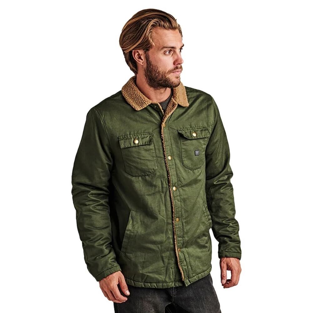 Roark Mens Dark Military Hebrides Jacket Green Sherpa Size Medium Outdoor